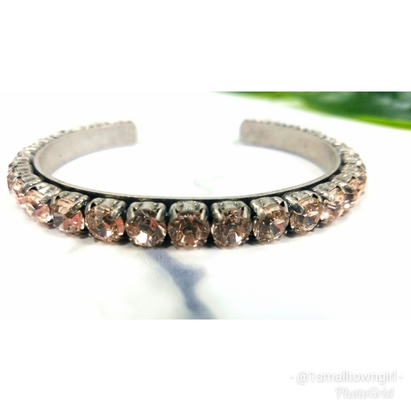 J. Crew Jewelry - J. Crew pink rhinestone cuff 3/4 circle 9" J. Crew Jewelry - J. Crew pink rhinestone cuff 3/4 circle 9"